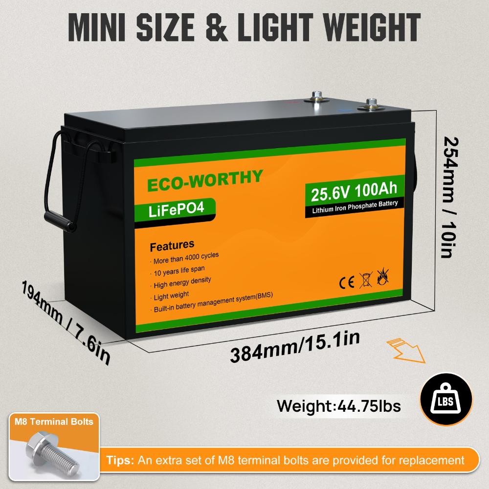 24V 100Ah LiFePO4 Lithium Battery