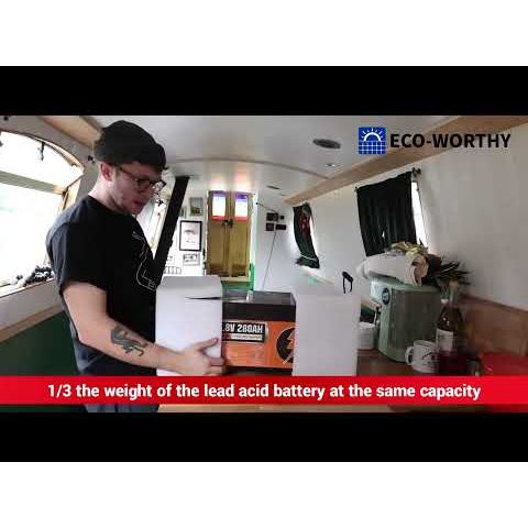 ECO WORTHY 12V 280Ah LiFePO₄ Lithium Battery – Bluetooth Monitoring & Low-Temp Protection
