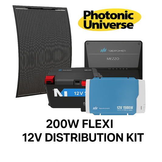 Photonic Universe - 200W Flexible Solar Panel Kit with 12V Distribution & 1500W Inverter – TBB Mezzo Edition