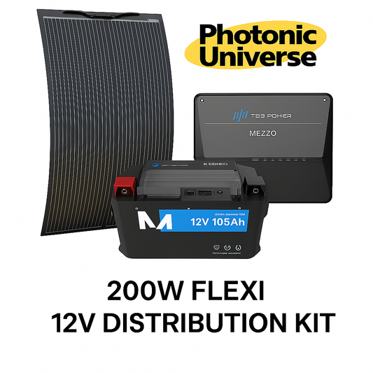 Photonic Universe - Flexible Solar Panel Kit 200W Panel with 12V Distribution – TBB Mezzo Edition