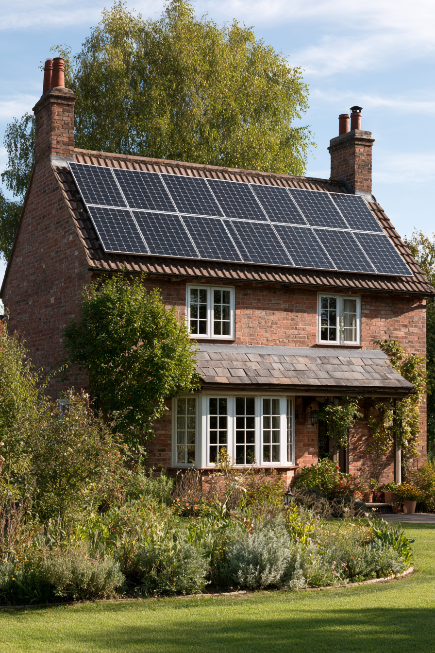 Solar panels installed on a traditional UK residential property